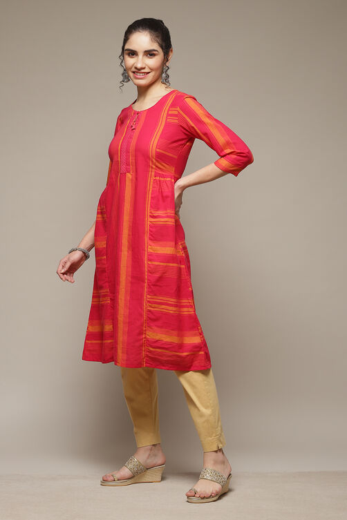 Fuschia Viscose Blend Straight Kurta image number 3
